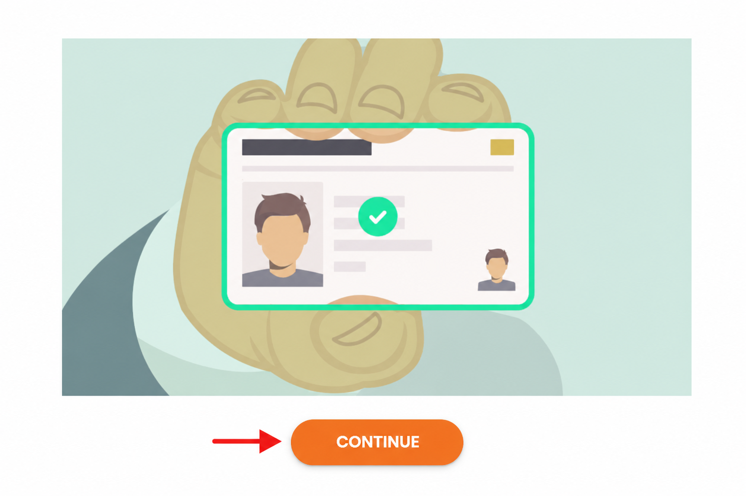 Chaturbate verification screen showing an ID scan accepted with a green checkmark and a Continue button