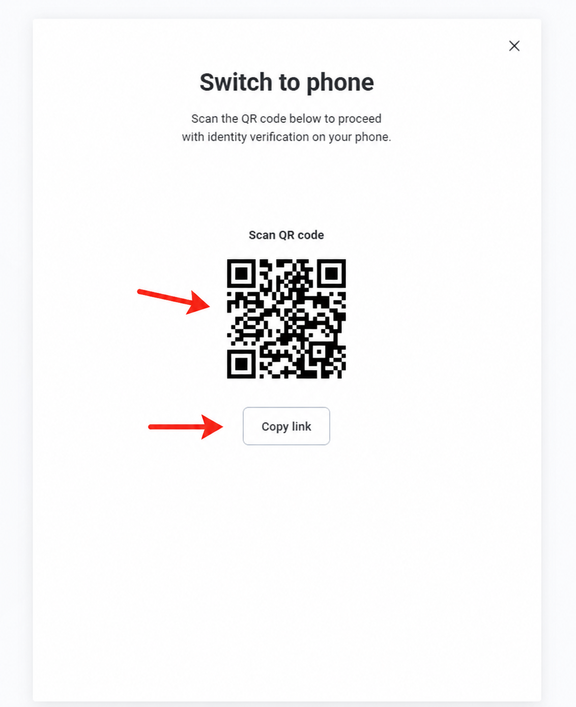 Fanvue identity verification QR code screen