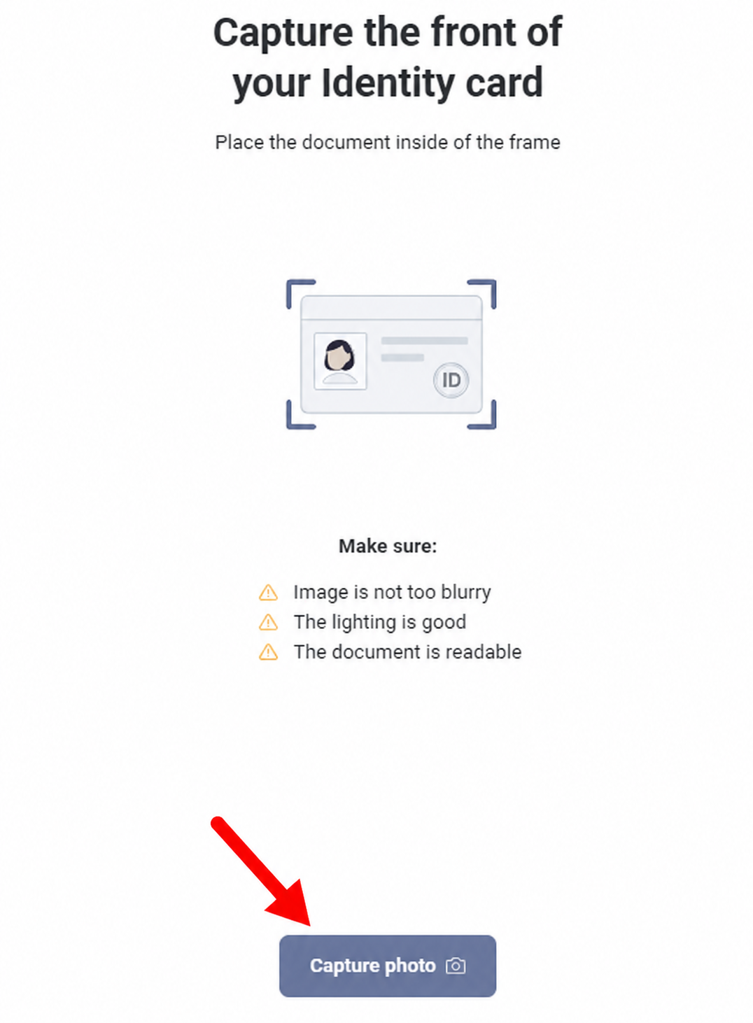 Capture front of identity card for Fansly verification