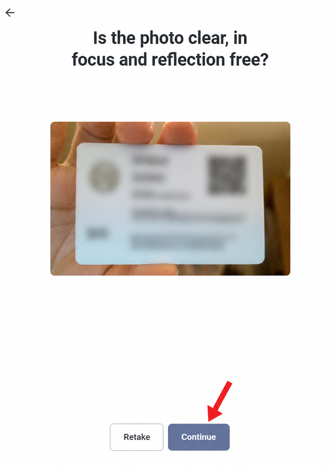 Confirm back ID photo and continue on Fansly verification