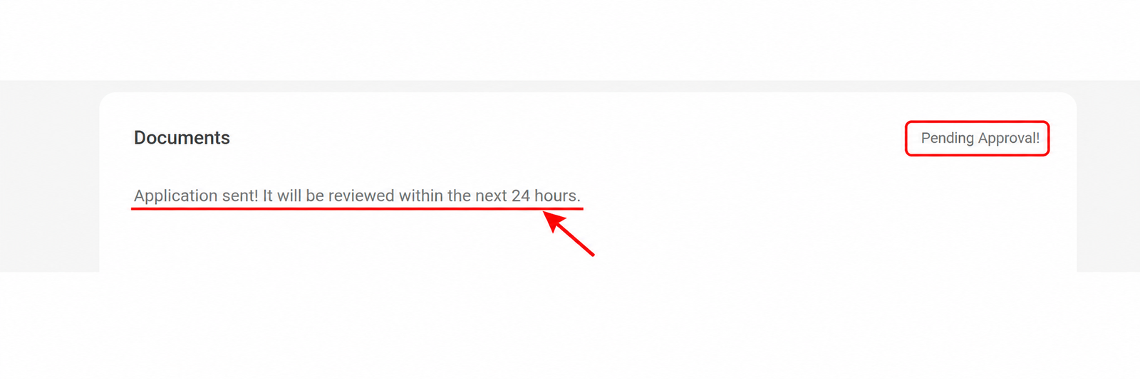 ManyVids pending approval message after application sent